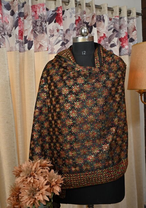 Georgette Black phulkari dupatta