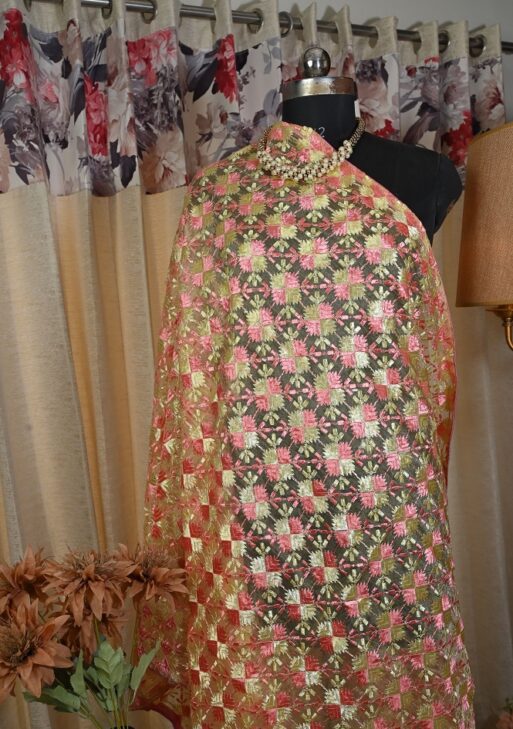 Chanderi dupatta beautifully embroided