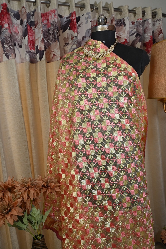 Chanderi dupatta beautifully embroided
