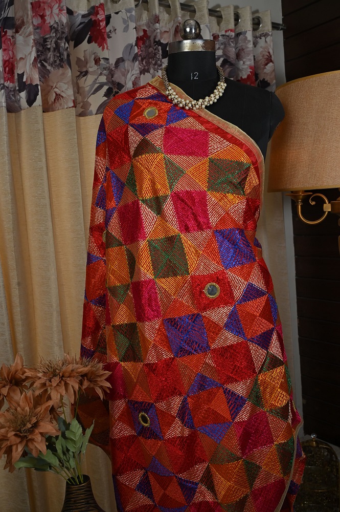 Mirror work dupatta phulkari heavy beautifully embroided