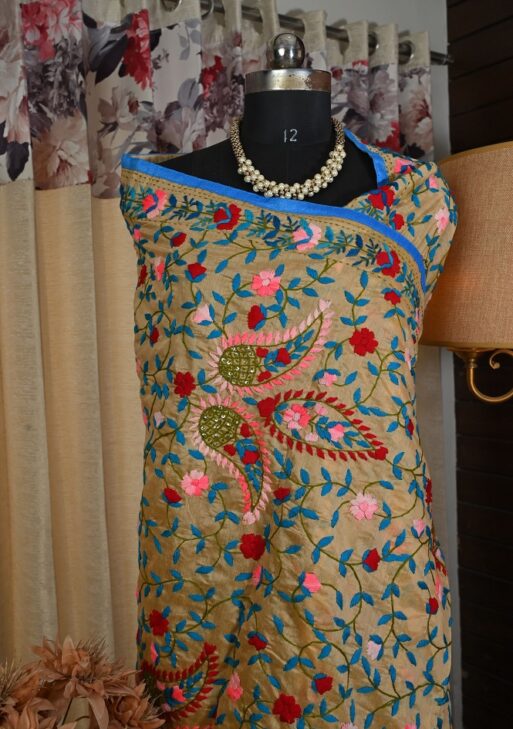 Chanderi phulkari dupatta embroided multi work