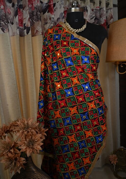 Beautiful chanderi dupatta embroided