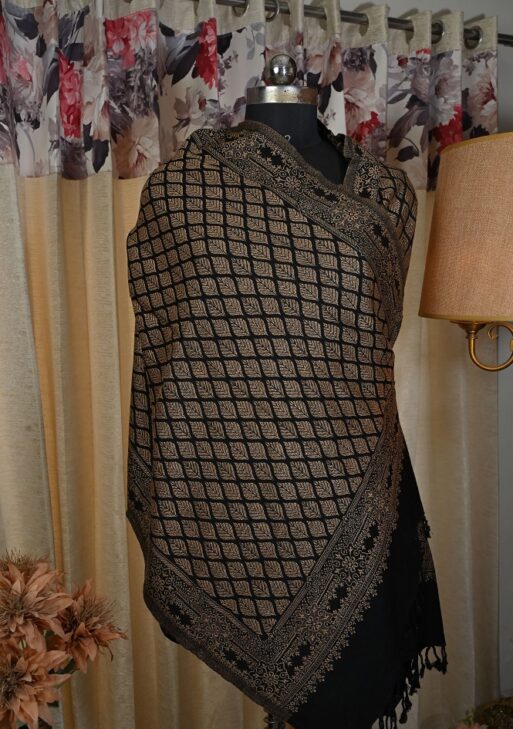 Black aari work stall embroided