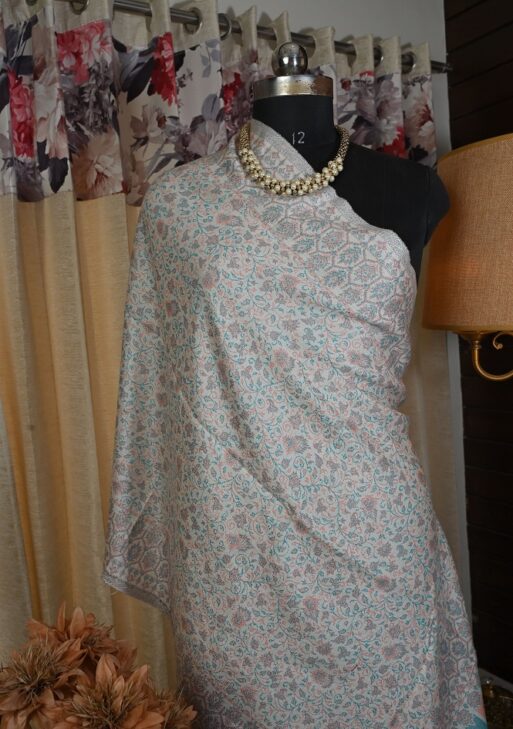 Beautiful silk based pashmina shawl printed