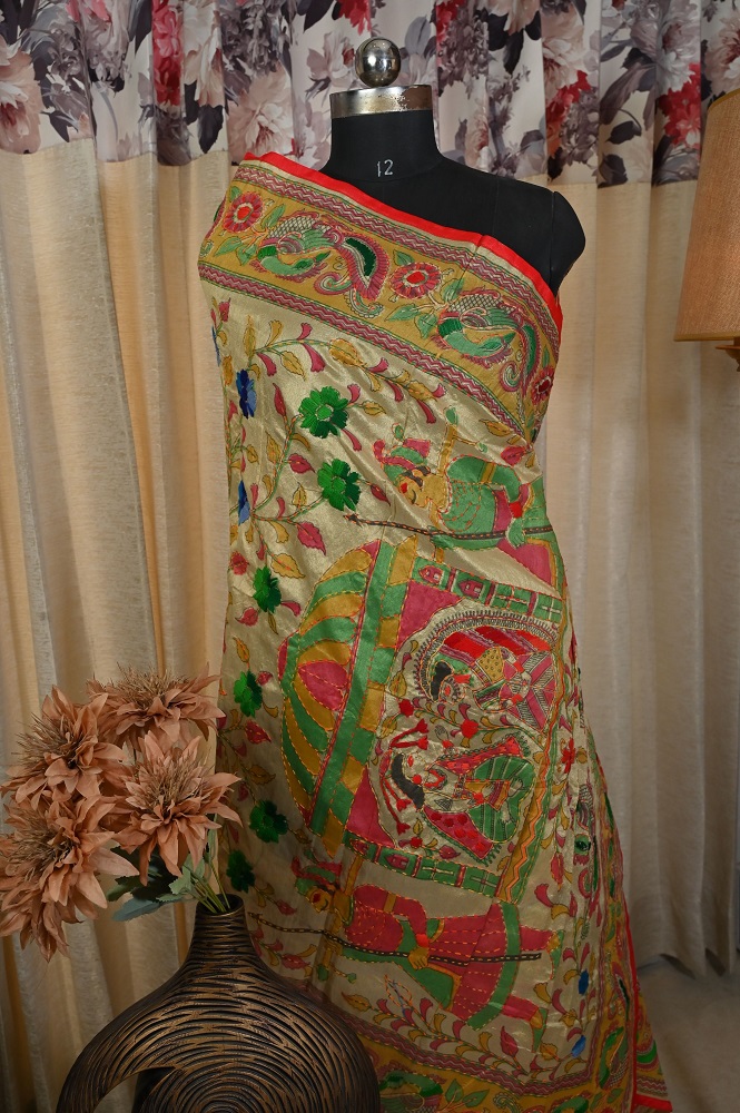 Chanderi hand embroidery dupatta beautifully crafted phulkari dupatta