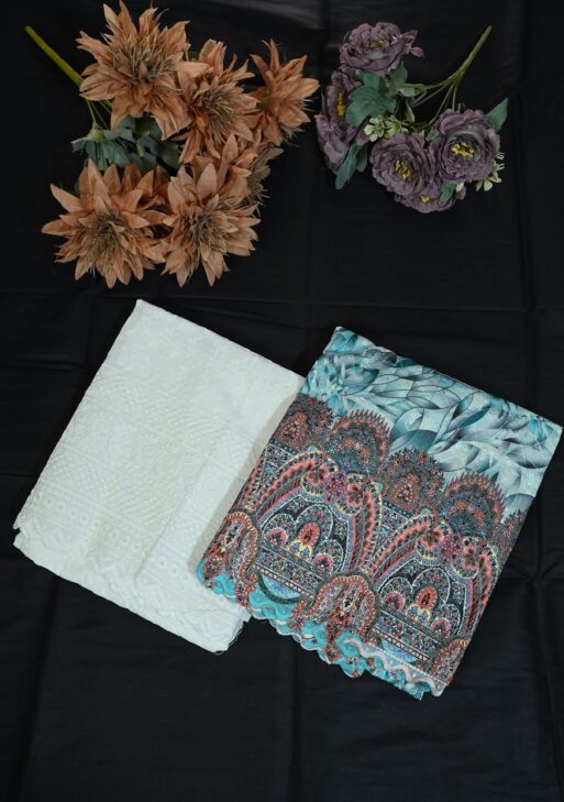 Printed shirt with self embroided plaza