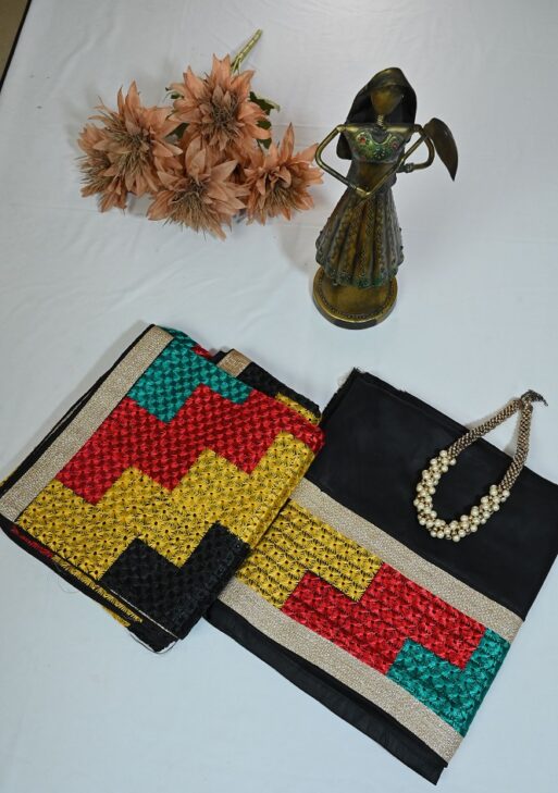 Black Authentic phulkari suits with embroided shirt and dupatta