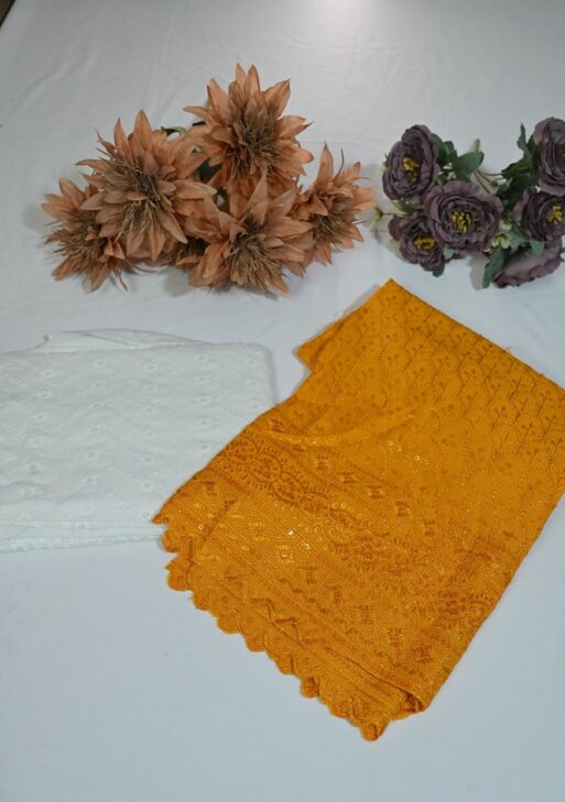 Rayon shirt 2.5 mtrs with bottom self embroidery